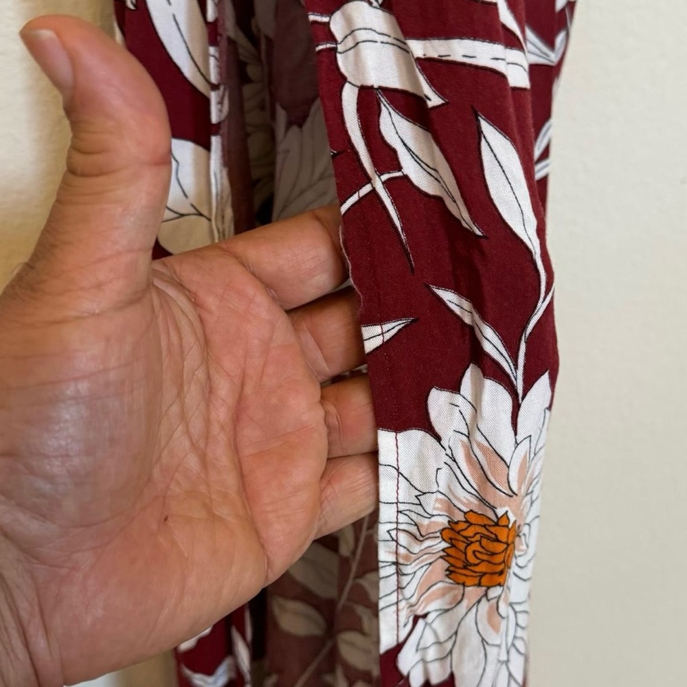 Forever 21 Boho Festival Floral Maxi Dress | XS | Y2K Burgundy White - Picture 6 of 8